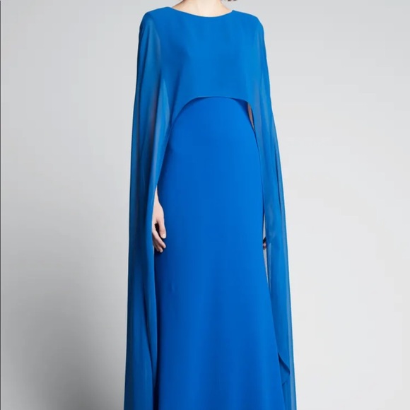 NWT BADGLEY MISCHKA GEORGETTE CAPE GOWN - Picture 7 of 16